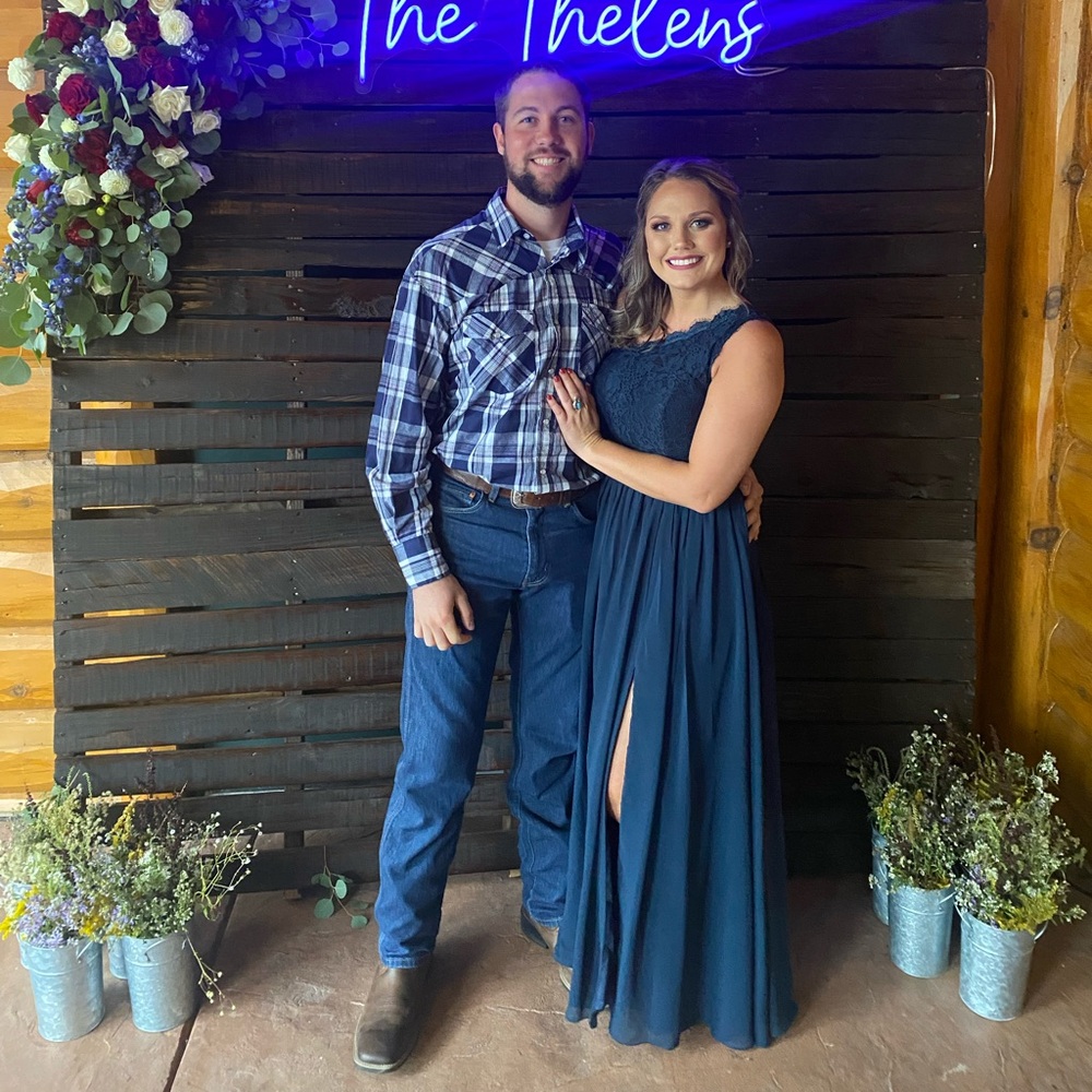 Blue One Shoulder Bridesmaid Dress in Navy